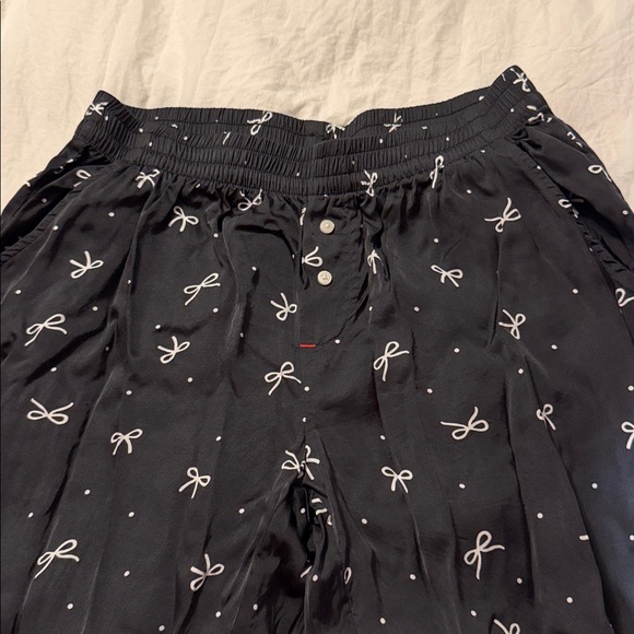 Aerie Black Pajama set with White Bow Design - Picture 6 of 9